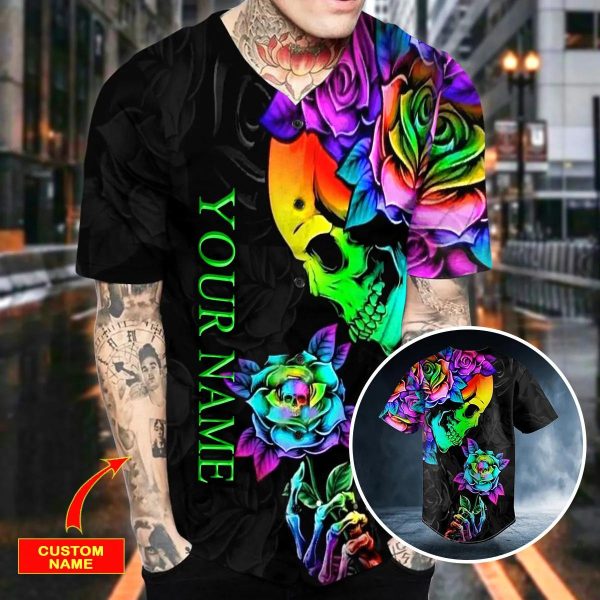 Fantasy Roses Skull Custom Baseball Jersey Skull 26 Viking Graphic Tees 3D All Over Print Clothing 4 O8NPs.jpg