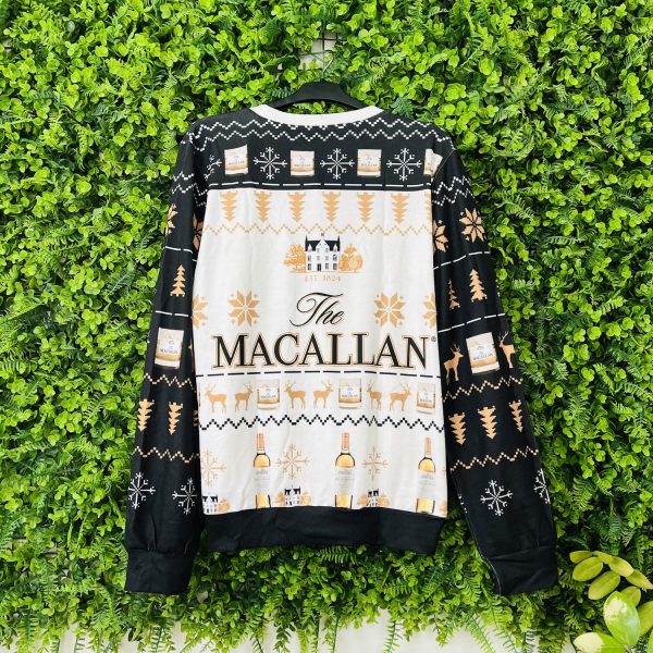 The Macallan Whisky Reindeer & Snowflake Pattern Xmas Ugly Christmas Sweater