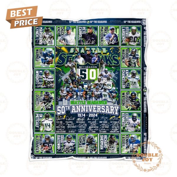 Seattle Seahawks 50th Anniversary 1974 – 2024 Fleece Blanket