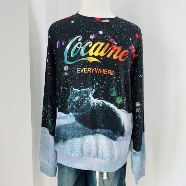 Cat Cocaine Everywhere Let It Snow Ugly Christmas Sweater Sweatshirt