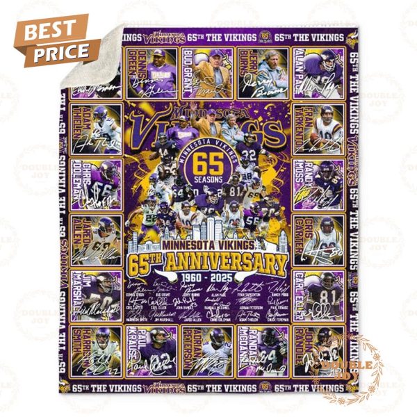 Minnesota Vikings 65th Anniversary 1960 – 2025 Fleece Blanket