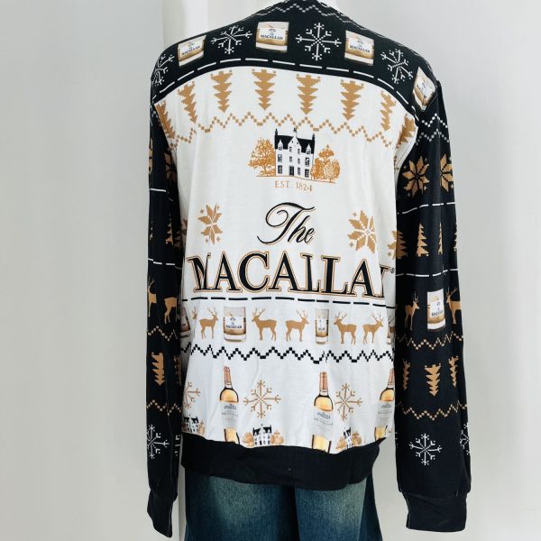 The Macallan Whisky Reindeer & Snowflake Pattern Xmas Ugly Christmas Sweater