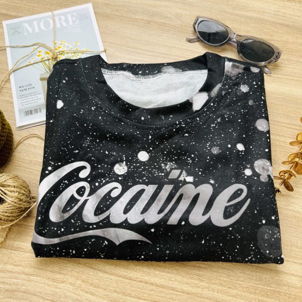 Snow Cat Cocaine Everywhere Black Ugly Christmas Sweater, Sweatshirt