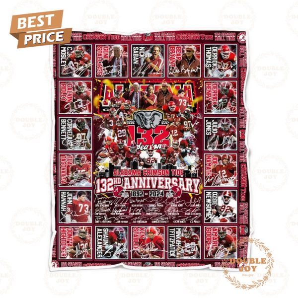 Alabama Crimson Tide 132th Anniversary 1892 – 2024 Fleece Blanket