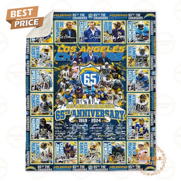 Los Angeles Chargers 65th Anniversary 1959 – 2024 Fleece Blanket