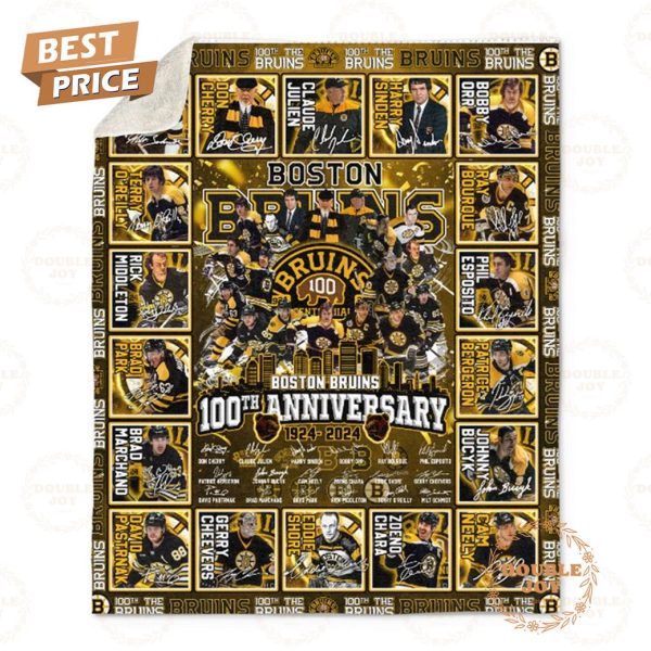 Boston Bruins 100th Anniversary 1924-2024 Fleece Blanket