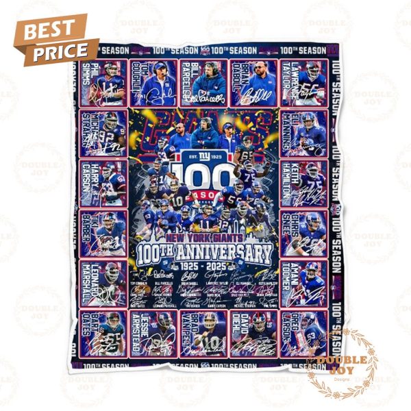 New York Giants 100th Anniversary 1925 – 2025 Fleece Blanket