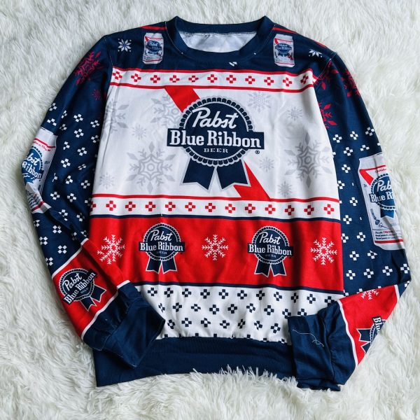 Pabst Blue Ribbon Xmas Ugly Christmas Sweater