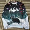 Cat Cocaine Everywhere Let It Snow Ugly Christmas Sweater Sweatshirt