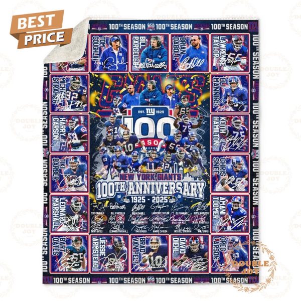 New York Giants 100th Anniversary 1925 – 2025 Fleece Blanket