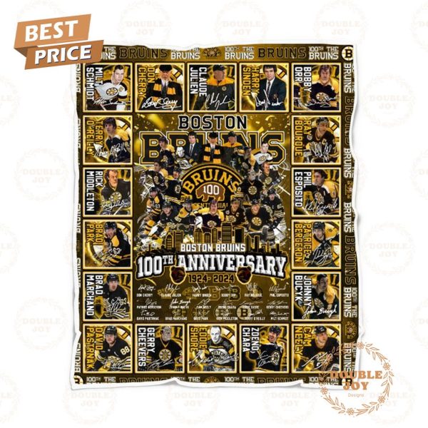 Boston Bruins 100th Anniversary 1924-2024 Fleece Blanket