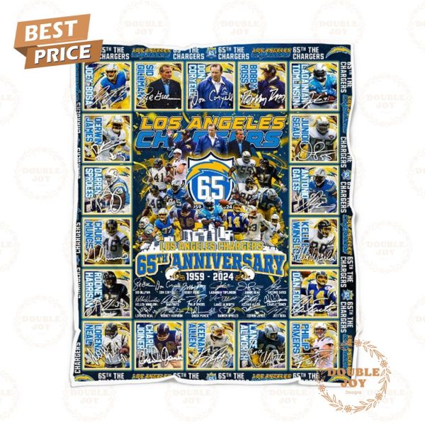 Los Angeles Chargers 65th Anniversary 1959 – 2024 Fleece Blanket