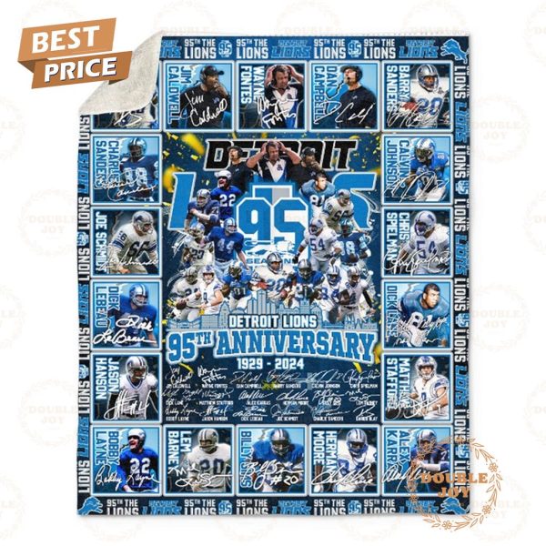 Detroit Lions 95th Anniversary 1929 – 2024 Fleece Blanket