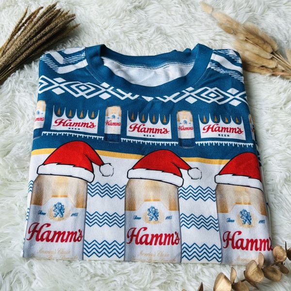 Hamm’s Beer Cans Holiday Ugly Christmas Sweater