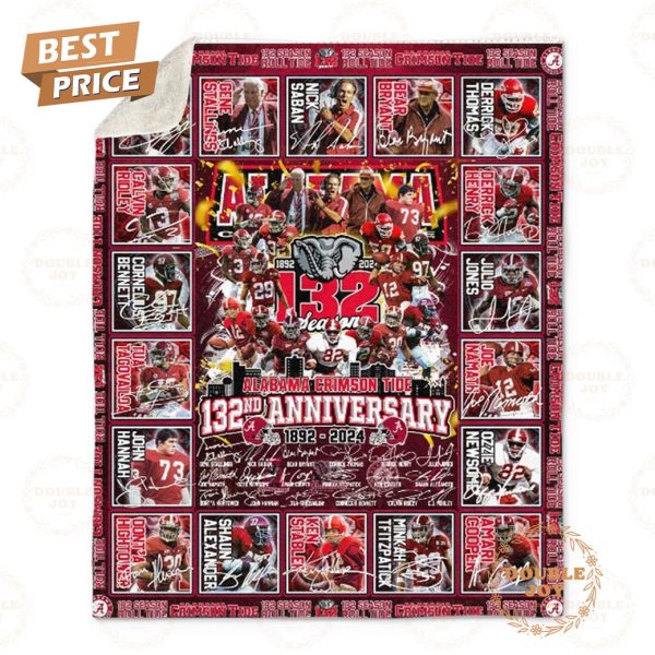 Alabama Crimson Tide 132th Anniversary 1892 – 2024 Fleece Blanket