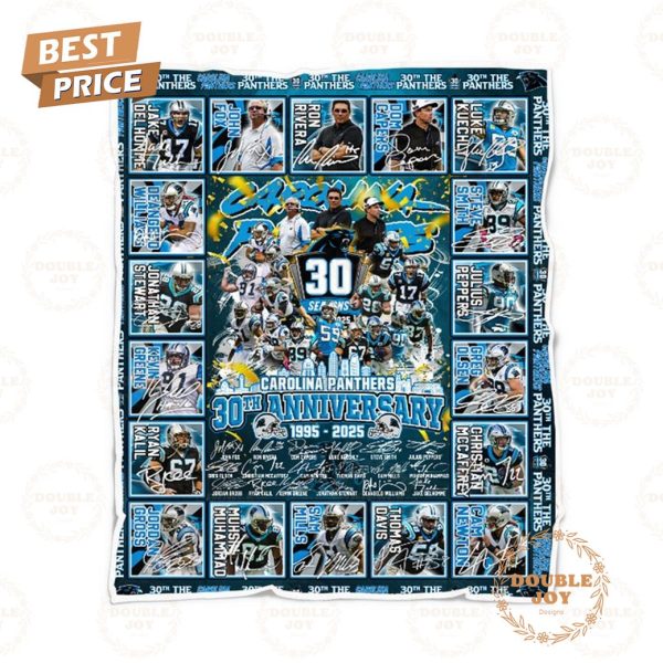 Carolina Panthers 30th Anniversary 1995 – 2025 Fleece Blanket