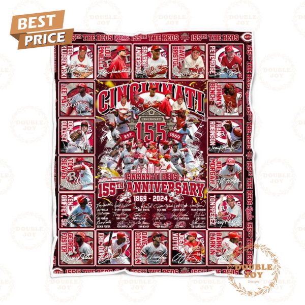 Cincinnati Reds 155th Anniversary 1869 – 2024 Fleece Blanket