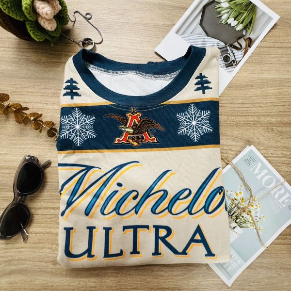 Michelob Ultra Beer Blue Holiday Ugly Christmas Sweater