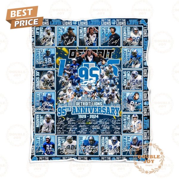 Detroit Lions 95th Anniversary 1929 – 2024 Fleece Blanket