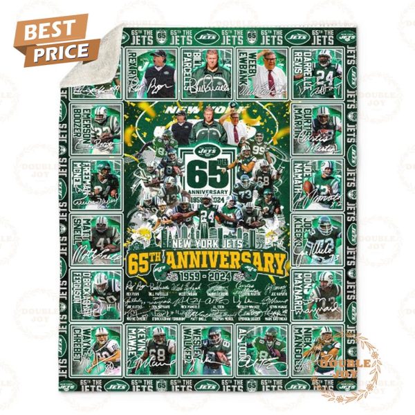 New York Jets 65th Anniversary 1959 – 2024 Fleece Blanket