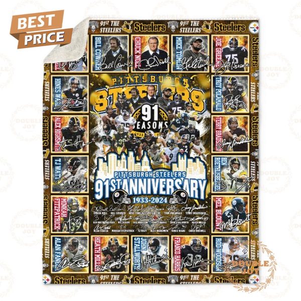 Pittsburgh Steelers 91th Anniversary 1933-2024 Fleece Blanket