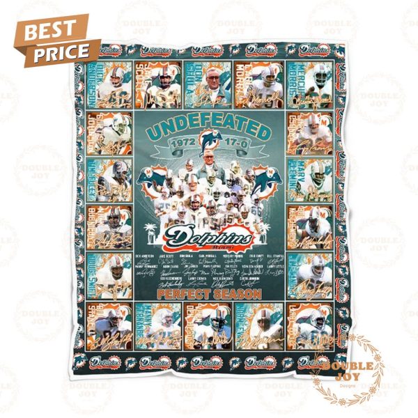 Miami Dolphins Undefeated 1972 17-0 Perfect Season Fleece Blanket