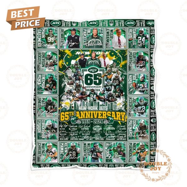 New York Jets 65th Anniversary 1959 – 2024 Fleece Blanket