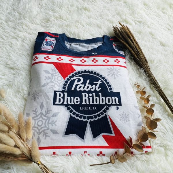 Pabst Blue Ribbon Xmas Ugly Christmas Sweater