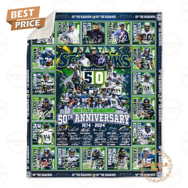 Seattle Seahawks 50th Anniversary 1974 – 2024 Fleece Blanket