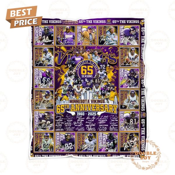 Minnesota Vikings 65th Anniversary 1960 – 2025 Fleece Blanket