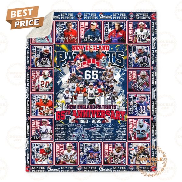 New England Patriots 65th Anniversary 1960 – 2025 Fleece Blanket