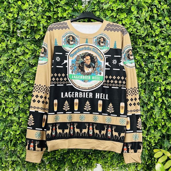 Lagerbier Hell Augustiner Beer Logo Holiday Ugly Christmas Sweater