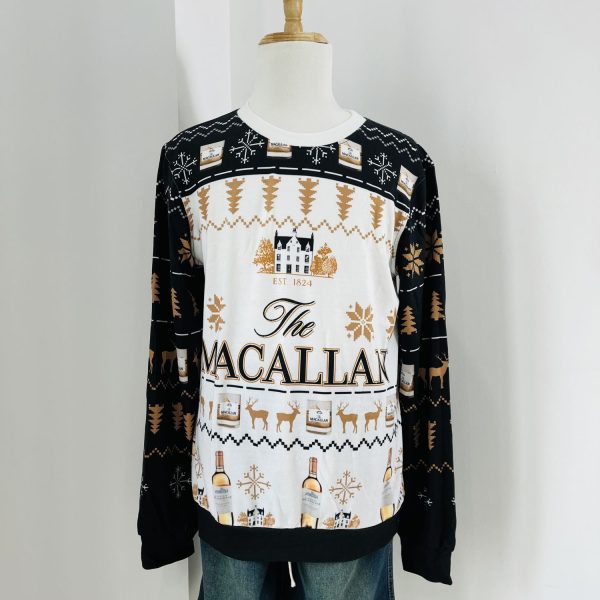 The Macallan Whisky Reindeer & Snowflake Pattern Xmas Ugly Christmas Sweater