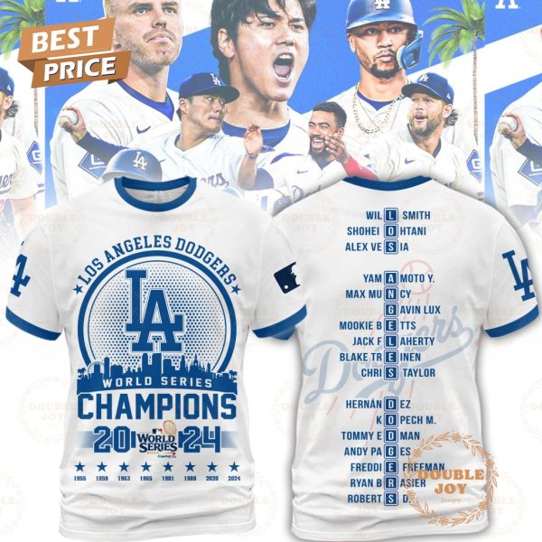 LA Dodgers World Series Champions 2024 T-Shirt, Hoodie – White