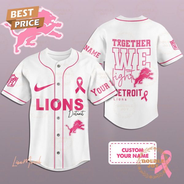 Together We Fight Detroit Lions Custom Name Baseball Jersey