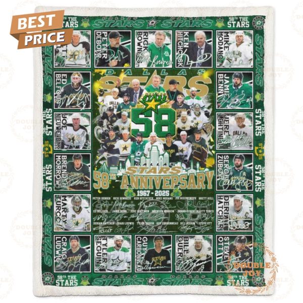 Dallas Stars 58th Anniversary 1967-2025 Fleece Blanket