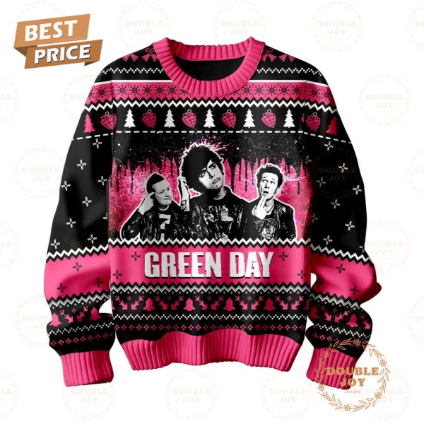 Green Day Rock Band Merry Christmas Pink Sweater