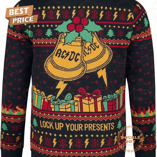 AC DC Lock Up Your Presents Christmas Sweater