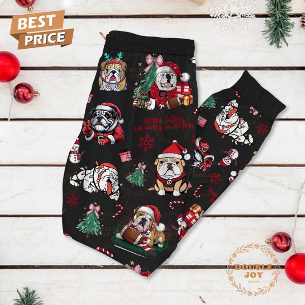 Just Waiting For Georgia Bulldogs Christmas Fleece Pajamas Set