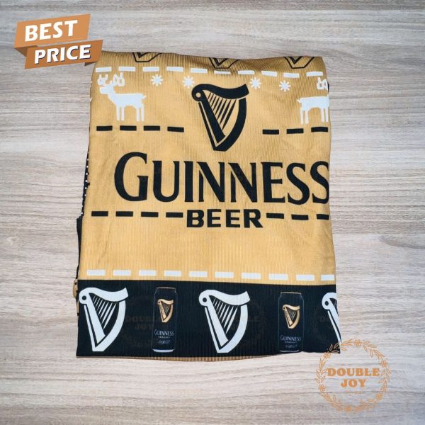 Guinness Christmas Sweater – Funny Beer-Themed Holiday Ugly Sweater, Gold and Black Design