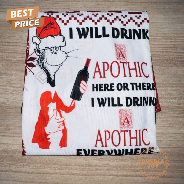 Funny Christmas Apothic Wine Sweater – ‘I Will Drink Apothic Everywhere’ Ugly Holiday Sweater