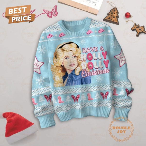 Dolly Parton Have A Holly Dolly Christmas Sweater – Blue