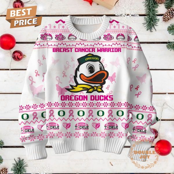 Oregon Ducks Preast Cancer Warrior Sweater – White