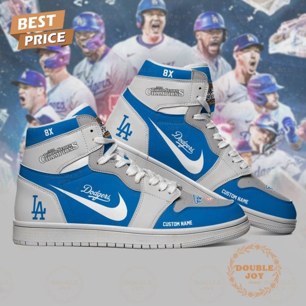 Los Angeles Dodgers World Series Champions 2024 “8X” Custom Name Jordan 1 High Top Shoes