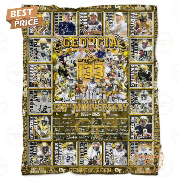 Georgia Tech Yellow 133rd Anniversary 1892-2025 Fleece Blanket