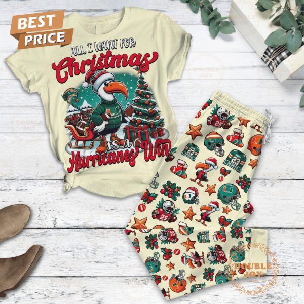 All I Want For Christmas Is A Miami Hurricanes Win Fleece Pajamas Set