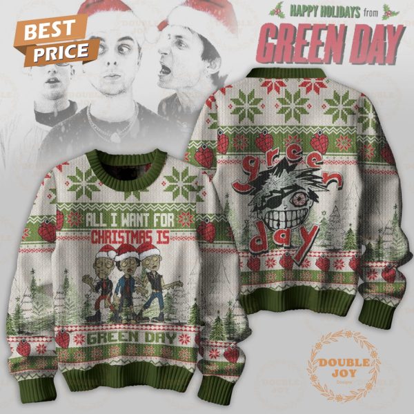 All I Want For Christmas Is Green Day Rock Band “Happy Holidays From Green Day” Sweater