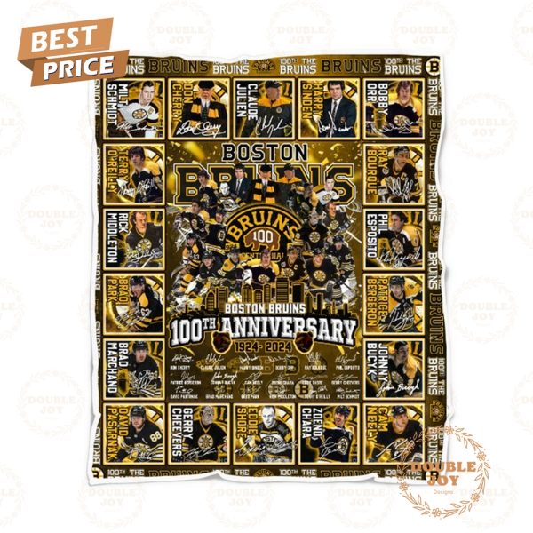 Boston Bruins 100th Anniversary 1924-2024 Fleece Blanket