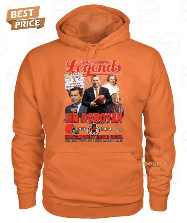 Cleveland Browns Legends Jim Donovan 1956-2024 The Heart And Voice Of Cleveland Football Thank You For The Memories T-Shirt