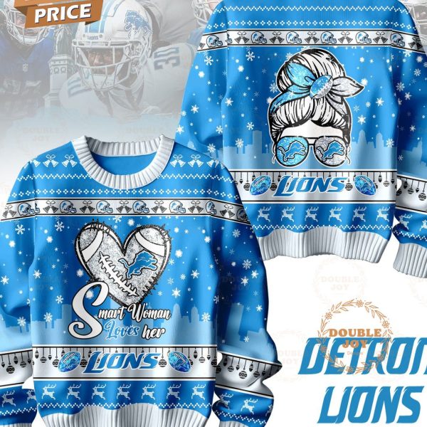 Detroit Lions Smart Woman Loves Her Christmas Sweater